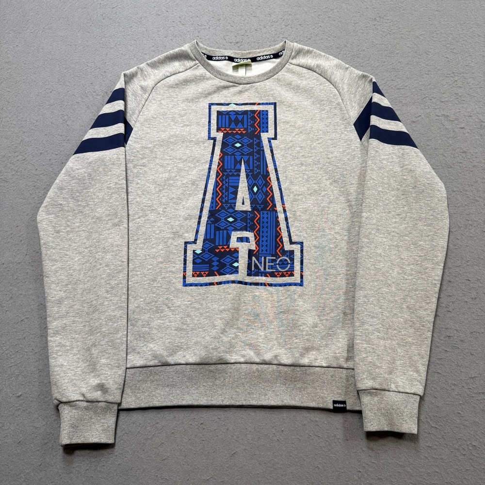 Adidas Sweatshirt Women's‎ Medium Gray Relaxed Fit Pullover Crewneck Varsity NEO